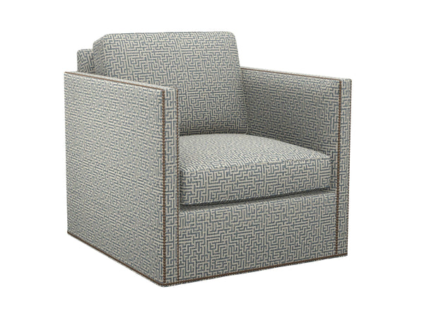 Lexington Hinsdale Swivel Accent Chair with Nailhead Trim and Plush Down Cushion for Living Rooms Blue/Aqua 7607-11SW-71