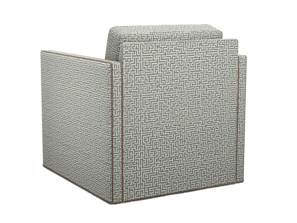 Lexington Hinsdale Swivel Accent Chair with Nailhead Trim and Plush Down Cushion for Living Rooms Blue/Aqua 7607-11SW-71