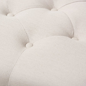 Baxton Studio Baxton Studio Celeste Weathered Oak Ottoman Bench - Elegant Beige Linen, Tufted Seating & Storage TSF-9336-Beige-Bench