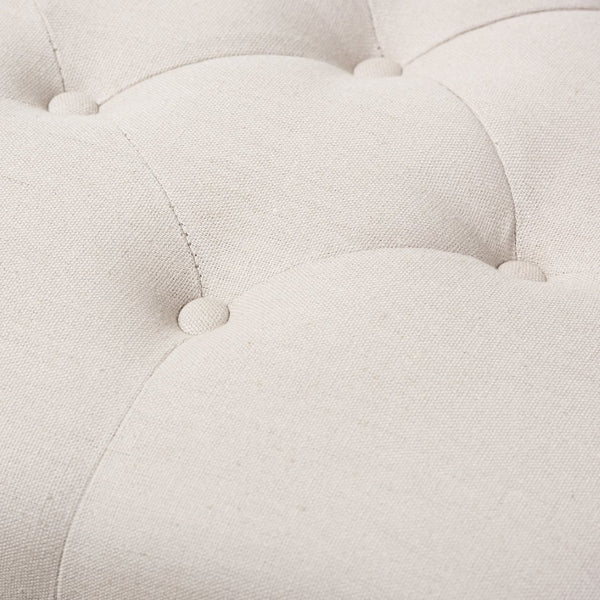 Baxton Studio Baxton Studio Celeste Weathered Oak Ottoman Bench - Elegant Beige Linen, Tufted Seating & Storage TSF-9336-Beige-Bench