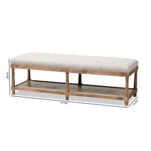 Baxton Studio Baxton Studio Celeste Weathered Oak Ottoman Bench - Elegant Beige Linen, Tufted Seating & Storage TSF-9336-Beige-Bench