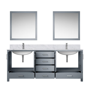 English Elm Dark Grey Double Bath Vanity With Carrara Marble Top, Chrome Faucet & 30" Mirrors – Elegant Storage Solutions B2731S01056