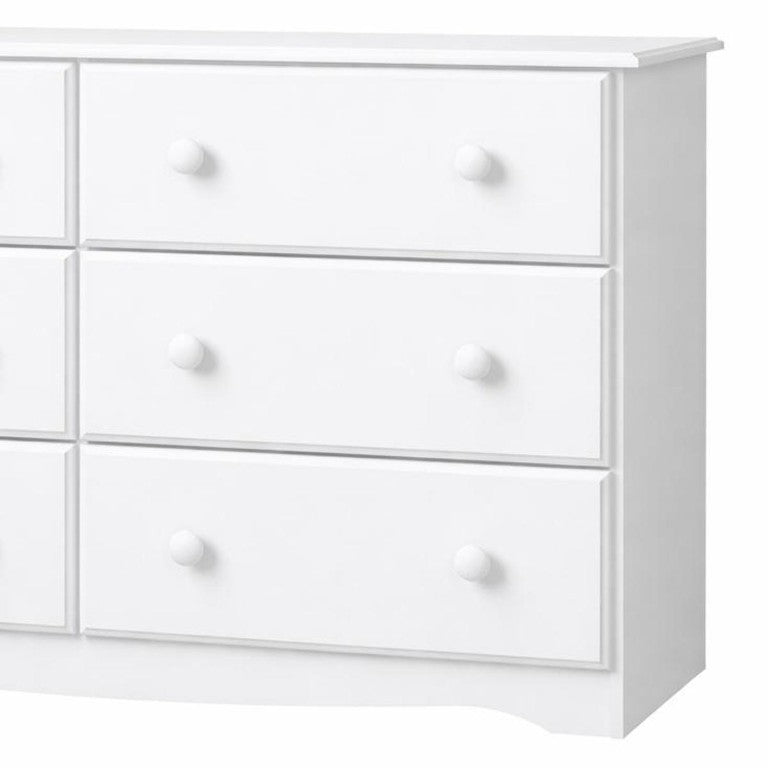 HomeRoots 48 Inch Solid Wood Six Drawer Dresser for Elegant Bedroom Storage and Timeless Organization White 760738