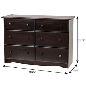 48 Inch Solid Wood Six Drawer Dresser for Elegant Bedroom Storage and Timeless Organization
