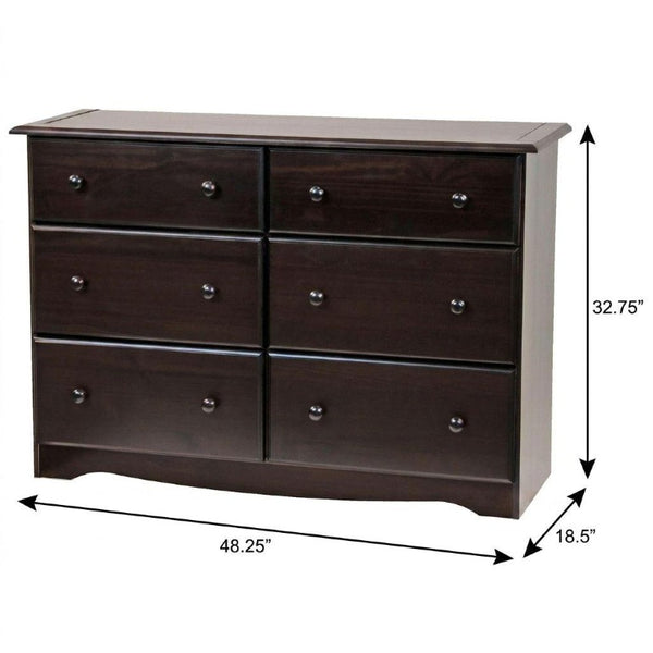 48 Inch Solid Wood Six Drawer Dresser for Elegant Bedroom Storage and Timeless Organization