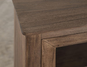 68 Inch Distressed Brown Wood Buffet with Four Glass Panel Doors for Dining Room