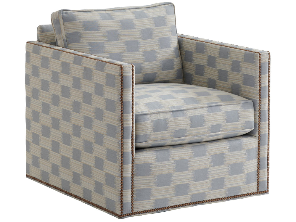 Lexington Tommy Bahama Home Hinsdale Swivel Chair - Luxurious Mid-century Modern Design With Down Cushions And Nailhead Trim   7607-11sw-42