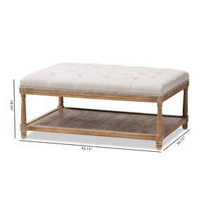 Baxton Studio Baxton Studio Carlotta French Country Coffee Table Ottoman with Weathered Oak & Beige Linen Charm Rectangular TSF-9325-Beige-Otto