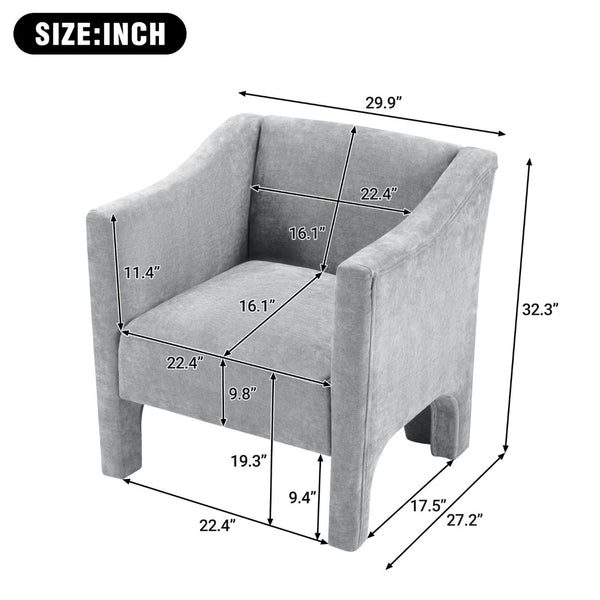 English Elm Modern Barrel Accent Chair Chenille Upholstered Wraparound Armchair for Any Room N763P336531E