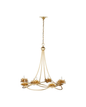Currey & Company Cyrene Gold Chandelier - 32" Dimmable Floral Light Fixture With Adjustable Drop & Elegant Design Gold Wrought Iron 9000-1278-currey-company