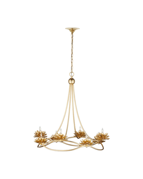 Currey & Company Cyrene Gold Chandelier - 32" Dimmable Floral Light Fixture With Adjustable Drop & Elegant Design Gold Wrought Iron 9000-1278-currey-company