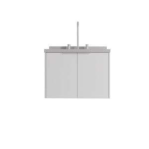 24 Inch White Floating Bathroom Vanity with Integrated Sink and Double Door Storage