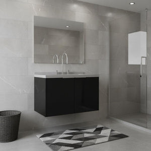 HomeRoots 30 Inch Floating Bathroom Vanity with Double Doors White Basin Modern Storage 760995