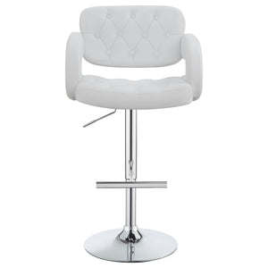 English Elm Brandi Upholstered White Adjustable Bar Stool with Chrome Pedestal, Plush Leatherette Comfort, Height-Adjustable Elegance B062P344930