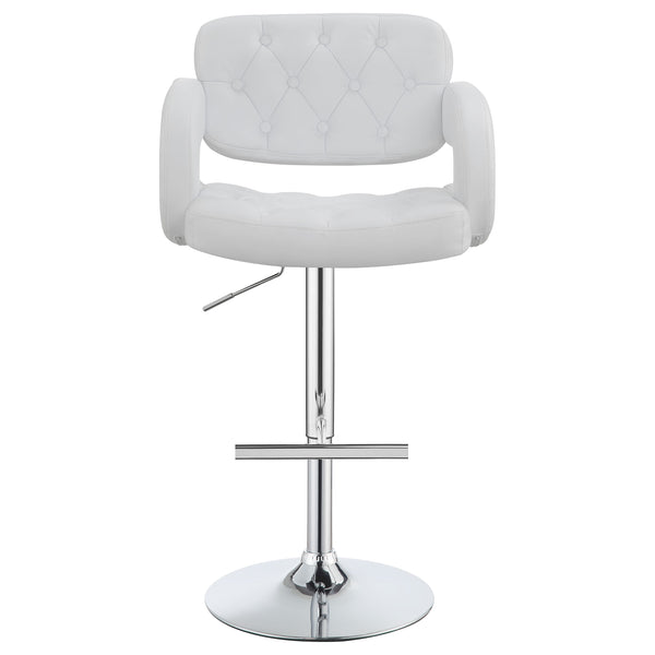 English Elm Brandi Upholstered White Adjustable Bar Stool with Chrome Pedestal, Plush Leatherette Comfort, Height-Adjustable Elegance B062P344930