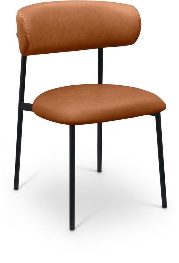 Meridian Furniture Lupita Vegan Leather Dining Chair Set of Two with Curved Back for Glam Modern Rooms Cognac 760 760Cognac-C