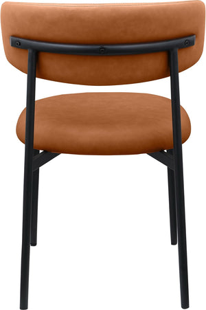 Meridian Furniture Lupita Vegan Leather Dining Chair Set of Two with Curved Back for Glam Modern Rooms Cognac 760 760Cognac-C