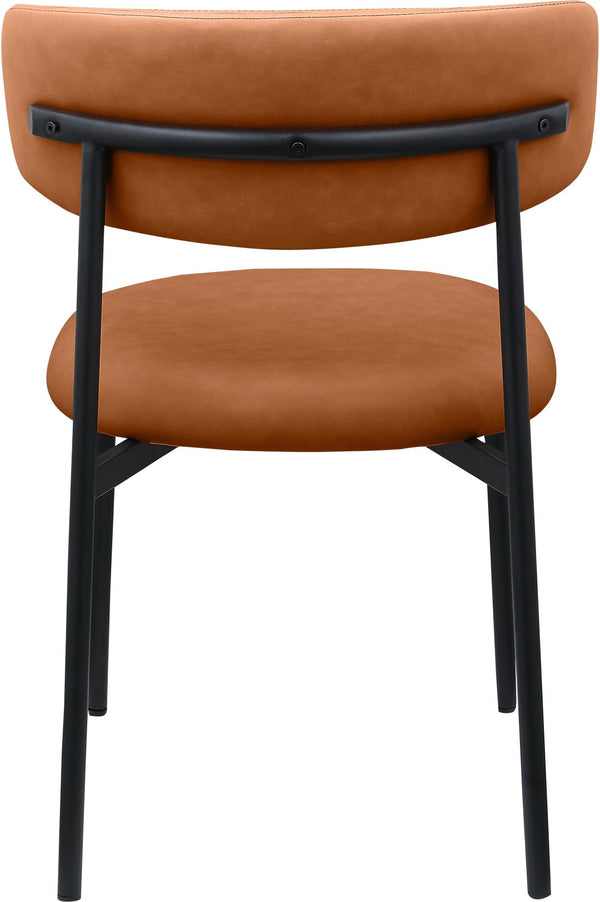 Meridian Furniture Lupita Vegan Leather Dining Chair Set of Two with Curved Back for Glam Modern Rooms Cognac 760 760Cognac-C