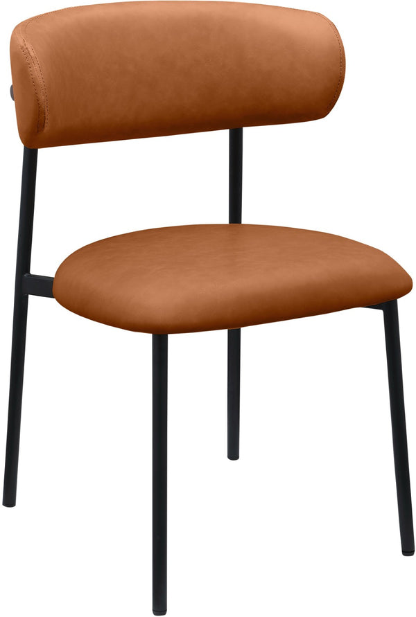 Meridian Furniture Lupita Vegan Leather Dining Chair Set of Two with Curved Back for Glam Modern Rooms Cognac 760 760Cognac-C