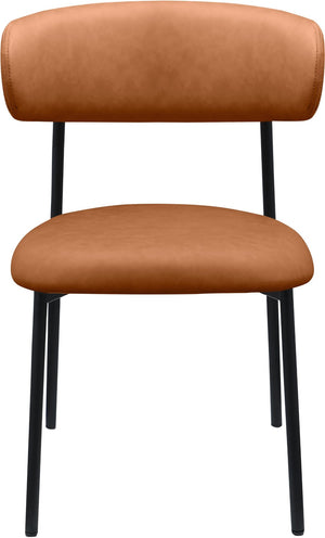 Meridian Furniture Lupita Vegan Leather Dining Chair Set of Two with Curved Back for Glam Modern Rooms Cognac 760 760Cognac-C