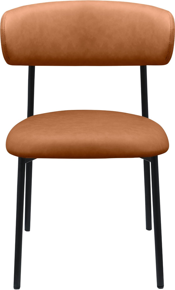 Meridian Furniture Lupita Vegan Leather Dining Chair Set of Two with Curved Back for Glam Modern Rooms Cognac 760 760Cognac-C