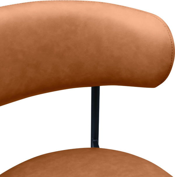Meridian Furniture Lupita Vegan Leather Dining Chair Set of Two with Curved Back for Glam Modern Rooms Cognac 760 760Cognac-C