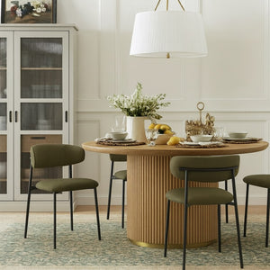 Meridian Furniture Lupita Vegan Leather Dining Chair Set of Two with Curved Back for Glam Modern Rooms Olive 760 760Olive-C
