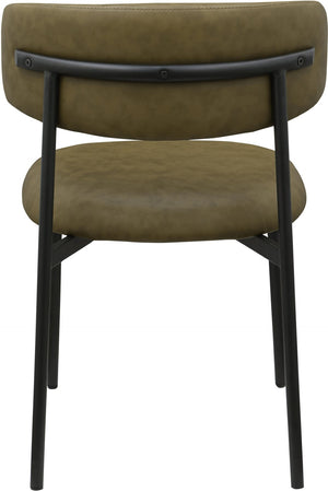 Meridian Furniture Lupita Vegan Leather Dining Chair Set of Two with Curved Back for Glam Modern Rooms Olive 760 760Olive-C