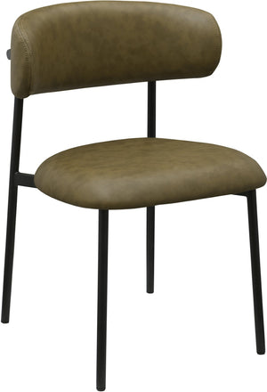 Meridian Furniture Lupita Vegan Leather Dining Chair Set of Two with Curved Back for Glam Modern Rooms Olive 760 760Olive-C