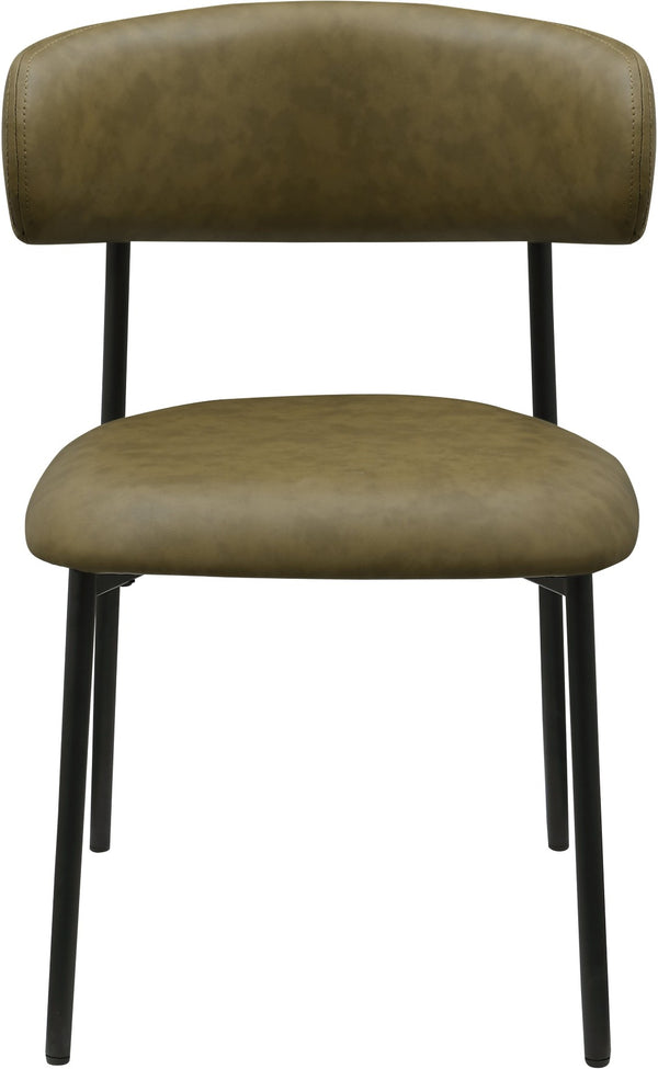 Meridian Furniture Lupita Vegan Leather Dining Chair Set of Two with Curved Back for Glam Modern Rooms Olive 760 760Olive-C
