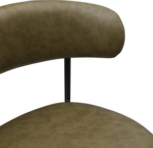 Meridian Furniture Lupita Vegan Leather Dining Chair Set of Two with Curved Back for Glam Modern Rooms Olive 760 760Olive-C