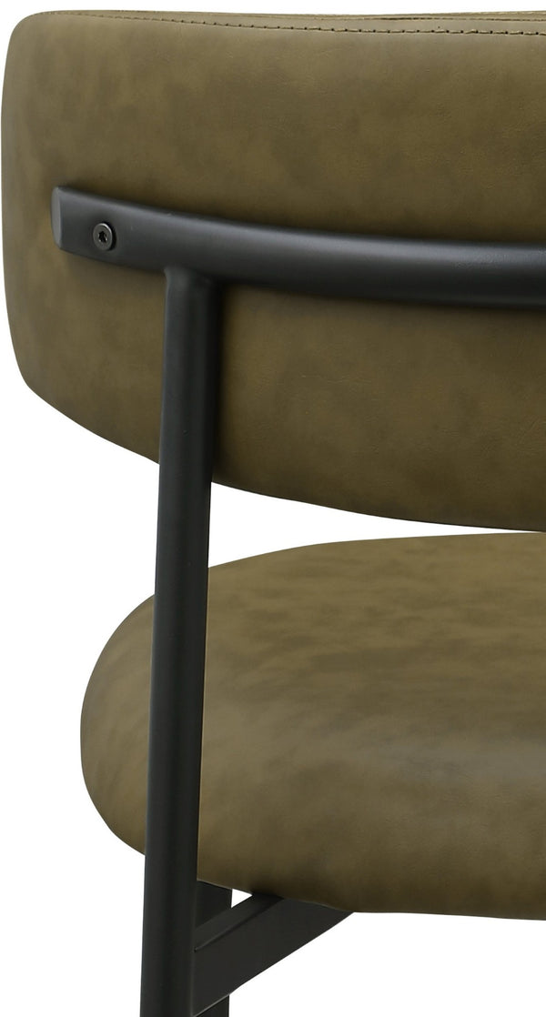 Meridian Furniture Lupita Vegan Leather Dining Chair Set of Two with Curved Back for Glam Modern Rooms Olive 760 760Olive-C