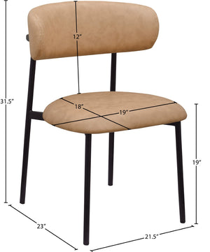 Meridian Furniture Lupita Vegan Leather Dining Chair Set of Two with Curved Back for Glam Modern Rooms Tan 760 760Tan-C