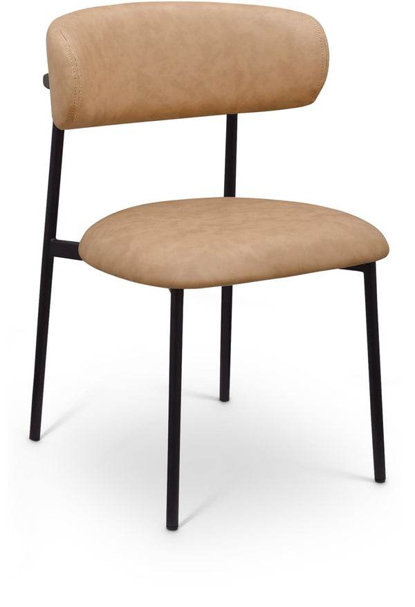 Meridian Furniture Lupita Vegan Leather Dining Chair Set of Two with Curved Back for Glam Modern Rooms Tan 760 760Tan-C