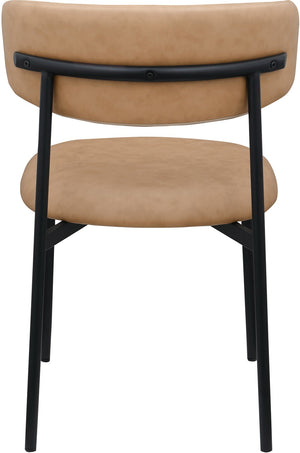Meridian Furniture Lupita Vegan Leather Dining Chair Set of Two with Curved Back for Glam Modern Rooms Tan 760 760Tan-C