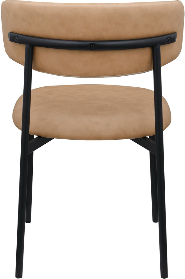Meridian Furniture Lupita Vegan Leather Dining Chair Set of Two with Curved Back for Glam Modern Rooms Tan 760 760Tan-C