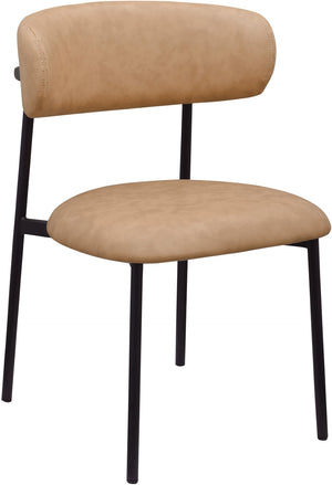 Meridian Furniture Lupita Vegan Leather Dining Chair Set of Two with Curved Back for Glam Modern Rooms Tan 760 760Tan-C