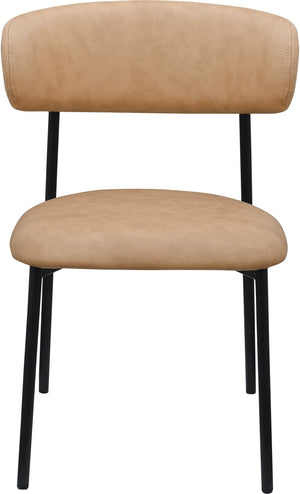 Meridian Furniture Lupita Vegan Leather Dining Chair Set of Two with Curved Back for Glam Modern Rooms Tan 760 760Tan-C
