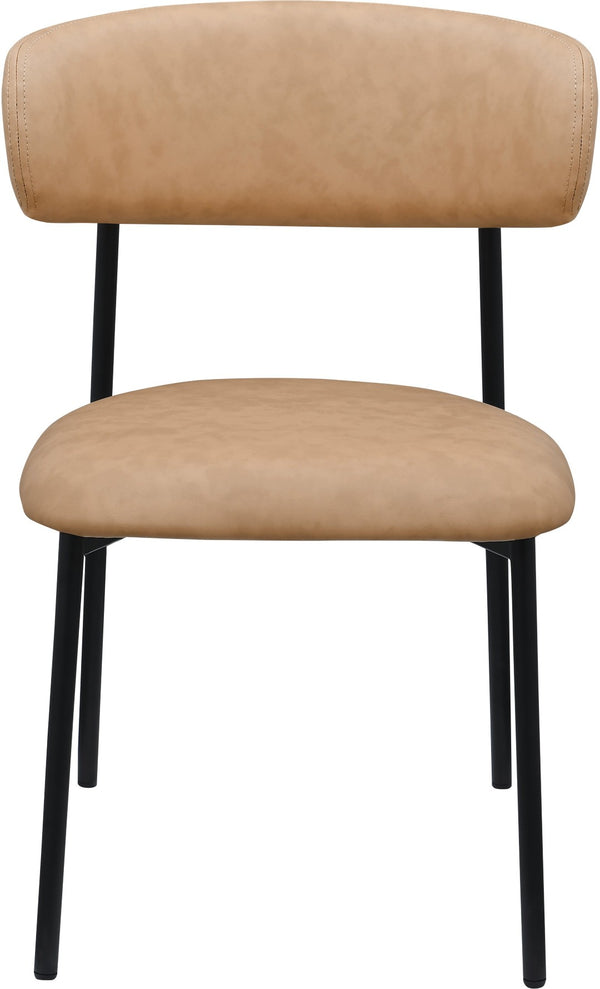 Meridian Furniture Lupita Vegan Leather Dining Chair Set of Two with Curved Back for Glam Modern Rooms Tan 760 760Tan-C