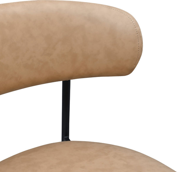 Meridian Furniture Lupita Vegan Leather Dining Chair Set of Two with Curved Back for Glam Modern Rooms Tan 760 760Tan-C