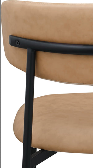 Meridian Furniture Lupita Vegan Leather Dining Chair Set of Two with Curved Back for Glam Modern Rooms Tan 760 760Tan-C