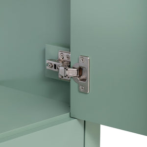 English Elm 24'' Green Bathroom Vanity with Ceramic Sink Combo — Modern Freestanding MDF & Solid Wood Storage, Soft-Close Doors, Silver Handles N710P228364F