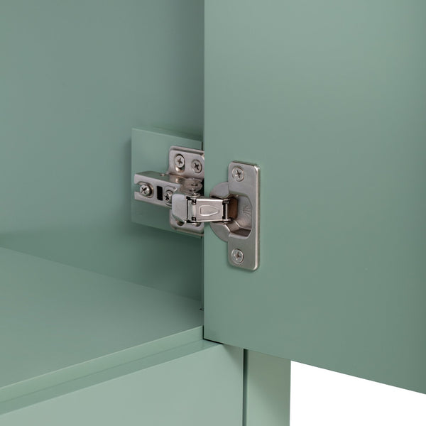 English Elm 24'' Green Bathroom Vanity with Ceramic Sink Combo — Modern Freestanding MDF & Solid Wood Storage, Soft-Close Doors, Silver Handles N710P228364F