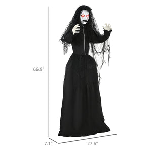 English Elm Homcom 67" Life-Size Animated Ghost Bride With Creepy Sounds, Red Eyes, And Touch Activation For Halloween Fun! W2225P229495