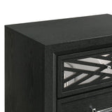 English Elm Nicolai Black 2-Drawer Nightstand With Mirrored Trim