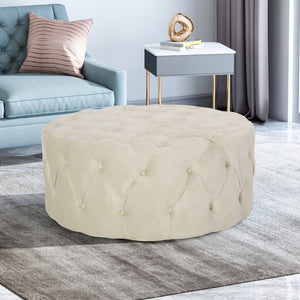 English Elm Ottoman Oversized Velvet Square Tufted Cocktail Piece for Glam Living Room Decor Beige 69074.00BGE