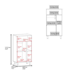 English Elm Base Base Cabinet White with 1 Door, 3 Shelves & 4 Legs — Engineered Wood, Compact Office Storage, 43.6"H x 23.6"W x 15.7"D, Ready to Assemble, CARB/TSCA Compliant B097P350296