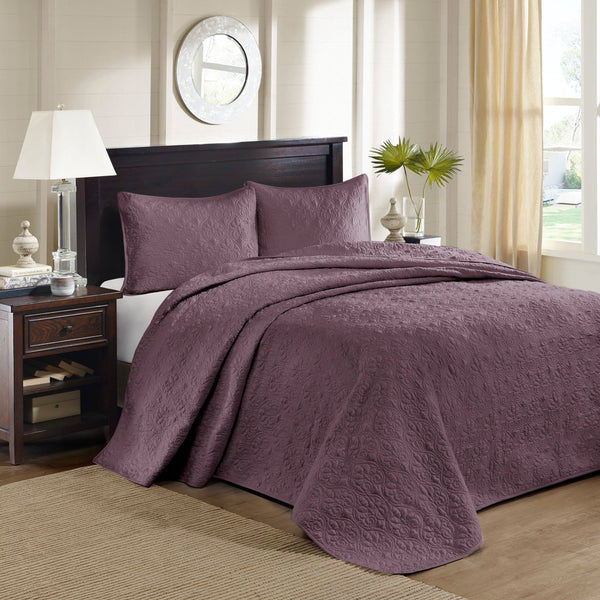 English Elm Reversible Madison Park Quebec Quilt Set King/Cal King - Cottage-Style Textured Stitching, Antimicrobial Freshness Purple 17.72 L x 15.35 W x 7.87 H B03597546