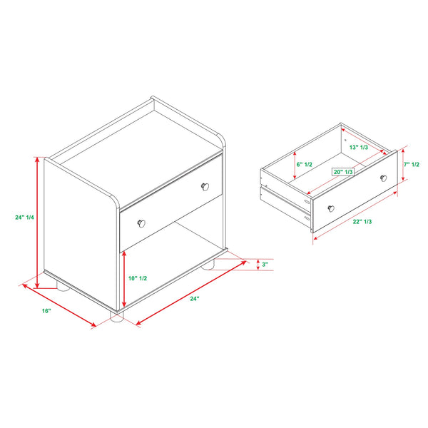 1-Drawer Tray Top Solid Wood Nightstand Caramel BRMOR1DNSCA Walker Edison