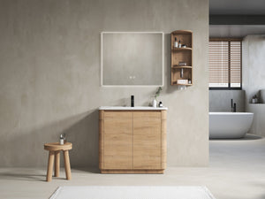 English Elm 36'' Freestanding Bathroom Vanity With Ceramic Sink, Soft-Close Doors & Stylish Storage Solutions W999S00403